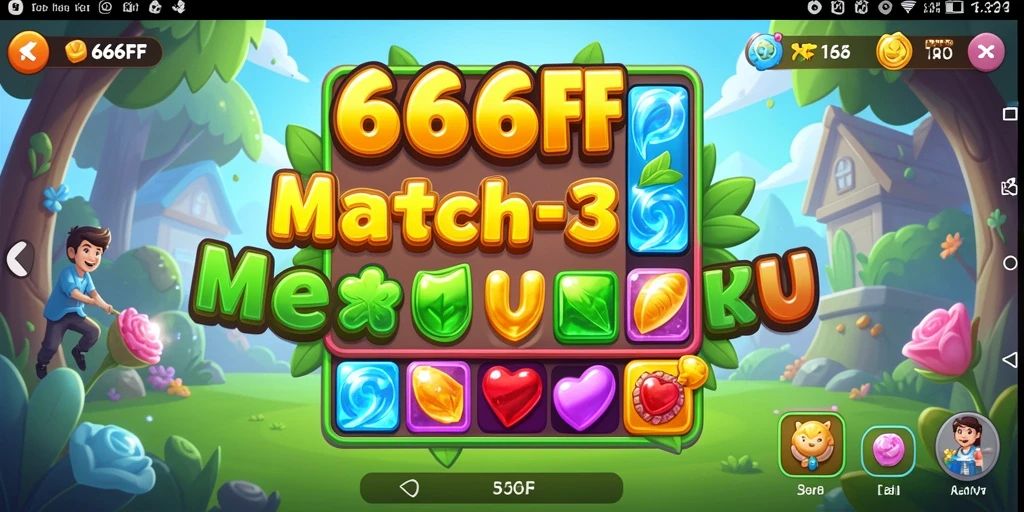 Screenshot 666FF menunjukkan gameplay seru dan tantangan mencocokkan permata.