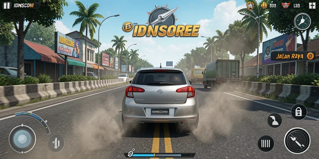 Gameplay seru dan adrenalin di IDNSCORE saat balapan.