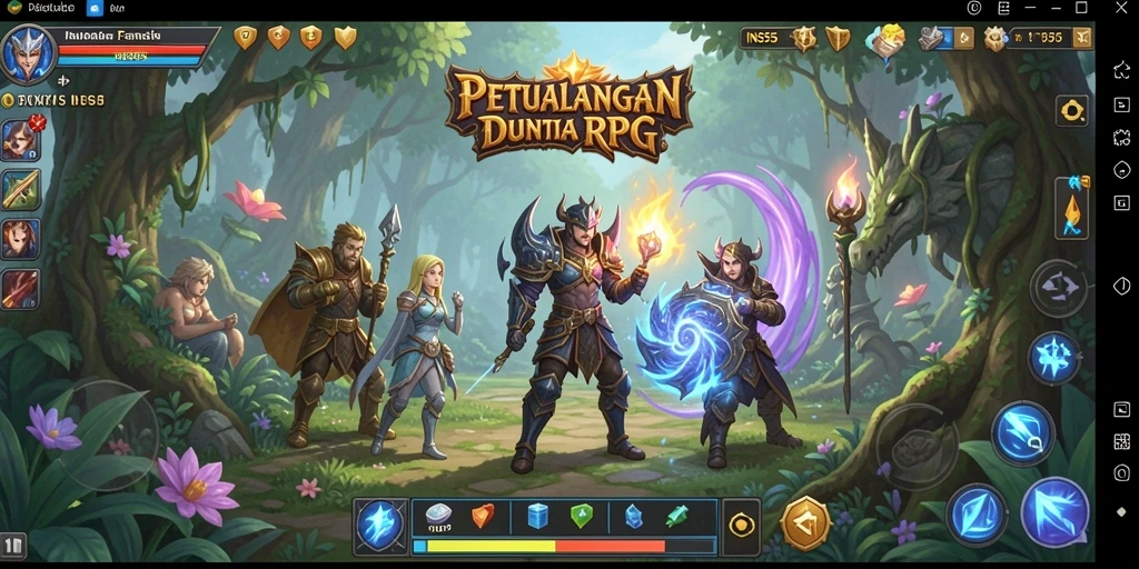 Tangkapan layar INS55 menampilkan pertempuran seru antara karakter dalam dunia fantasi.
