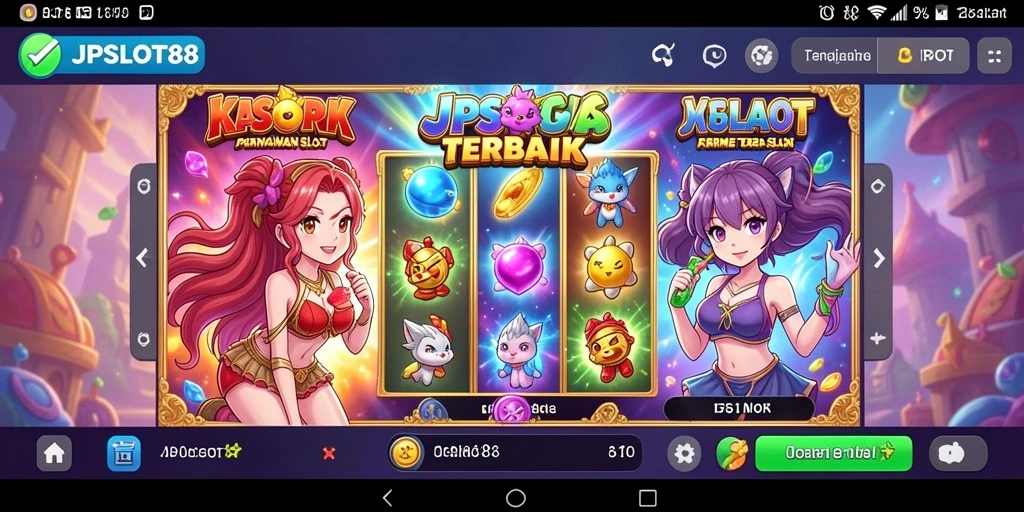Tampilan gameplay seru JPSLOT88 dengan karakter anime.