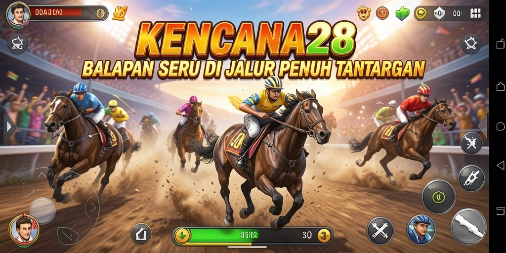 Screenshot gameplay KENCANA28 yang menunjukkan balapan seru di trek menantang.