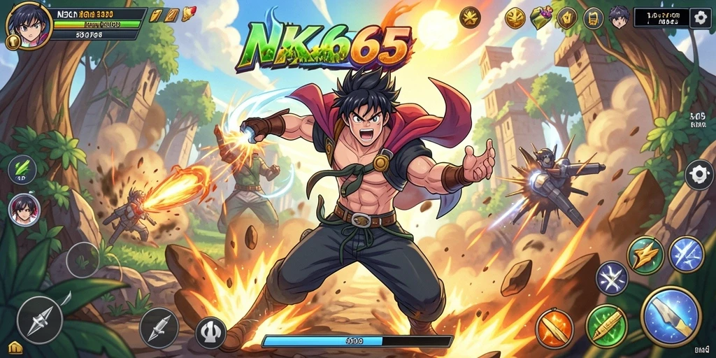 Tampilan gameplay NK666 yang penuh aksi dengan karakter anime menarik.