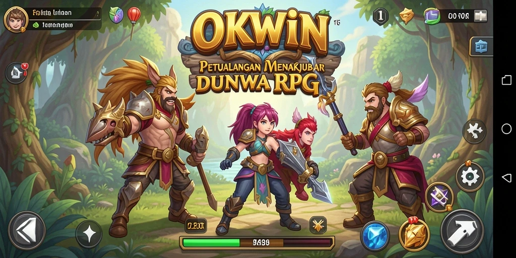 Tampilan gameplay menarik dari OKWIN dengan grafik RPG yang memukau.
