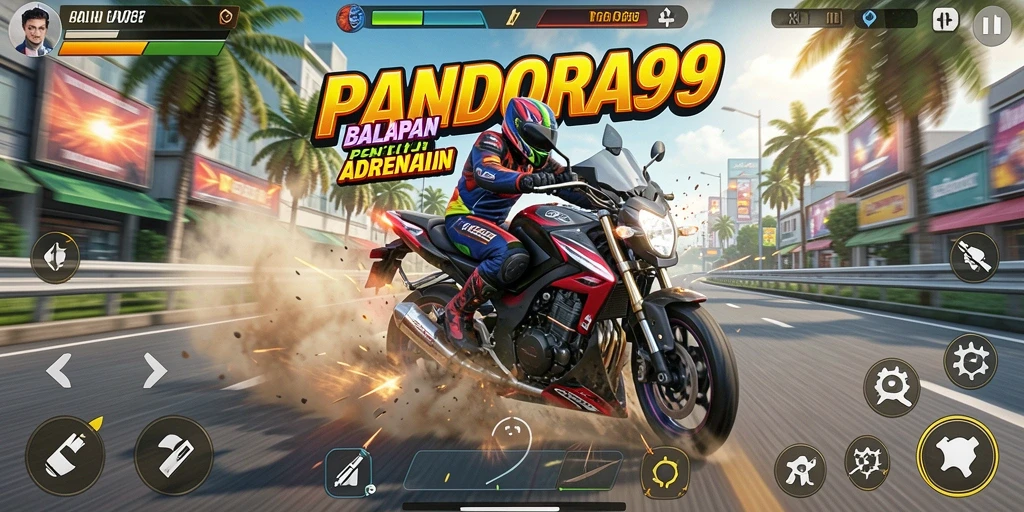 Screenshot PANDORA99 menunjukkan aksi balapan motor yang mendebarkan.