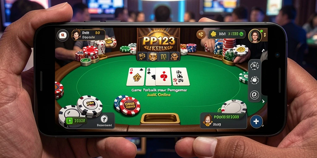 Screenshot PP123 menampilkan antarmuka gameplay Poker yang menarik