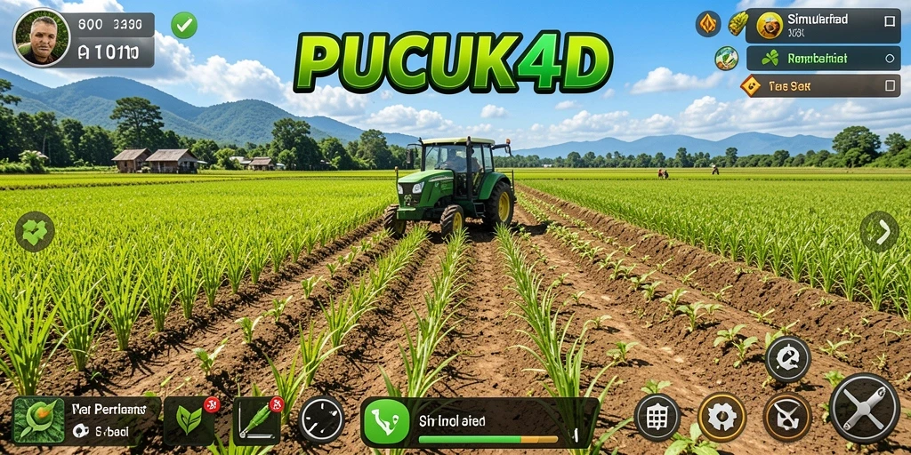 Tampilan utama gameplay PUCUK4D dengan aktivitas pertanian yang seru.