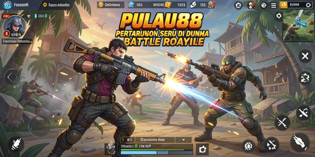 Screenshot gameplay PULAU88 yang intens dalam pertempuran Battle Royale.