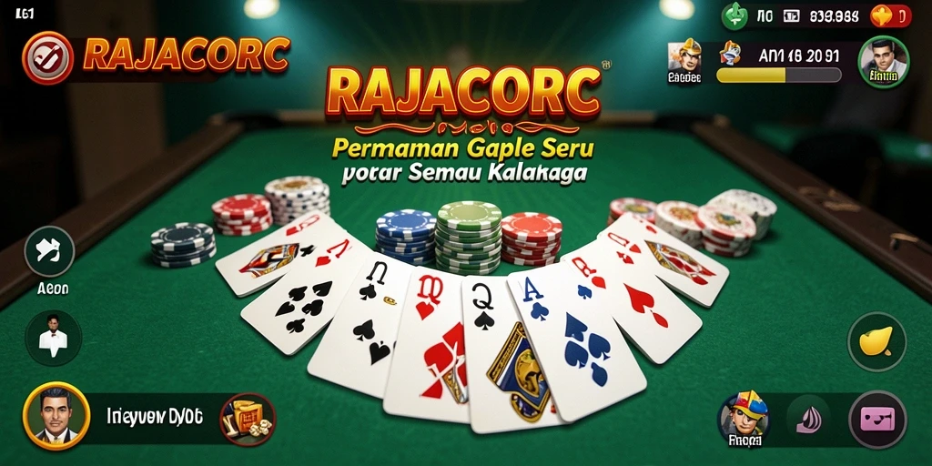 Tampilan gameplay seru RAJACORC saat bermain Gaple bersama teman.