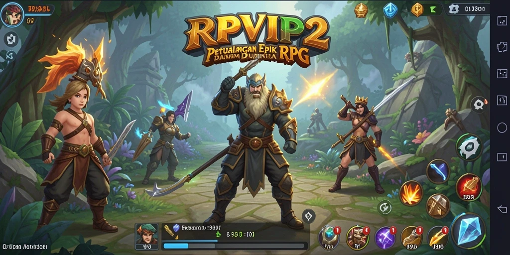 Gameplay RPVIP2 menampilkan pertempuran seru dengan berbagai karakter unik.